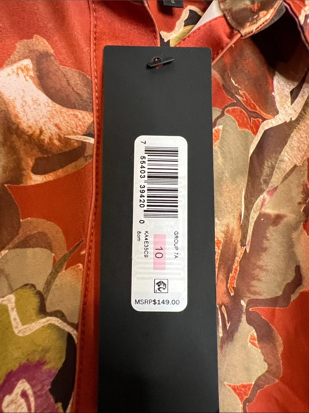 Donna Karan Midi Dress  Floral Print Long Sleeve Shirt Dress - Rust & Purple NWT - Picture 3 of 6